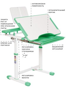 Растущие парта + стул SET HOLTO-17А, зеленый в Магадане - предосмотр 5