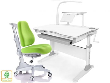 Растущая парта + стул Mealux EVO Evo-30 G (арт. Evo-30 G + Y-528 KZ) (дерево)/(стол+полка+кресло+чехол+лампа)/ белая столешница (дерево), цвет пластика серый в Магадане - предосмотр