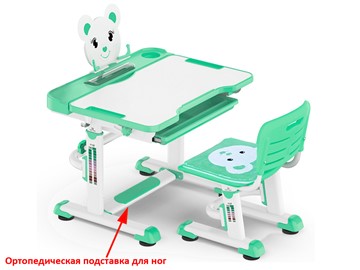 Парта растущая и стул Mealux EVO BD-04 Teddy New XL, green, зеленая в Магадане - предосмотр
