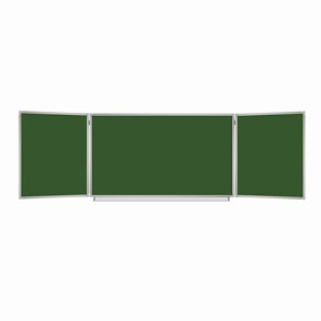 Доска для мела магнитная 3-х элементная 100х150/300 см, 5 рабочих поверхностей, зеленая, BRAUBERG, 231707 в Магадане - предосмотр