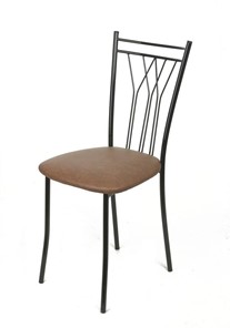 Кухонный стул Премьер СРП-097 Эмаль черная, экотекс коричневый в Магадане - предосмотр